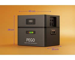 PEGO Smart Energy Compacte Stapelbare Thuisbatterij Plug & Play Energieopslag Thuisbatterij en Omvormer in 1 uitbreidbaar tot 15kwh met offgrid functie ook als UPS te gebruiken en Ai functie voor automatisch stroom inkoop en verkoop