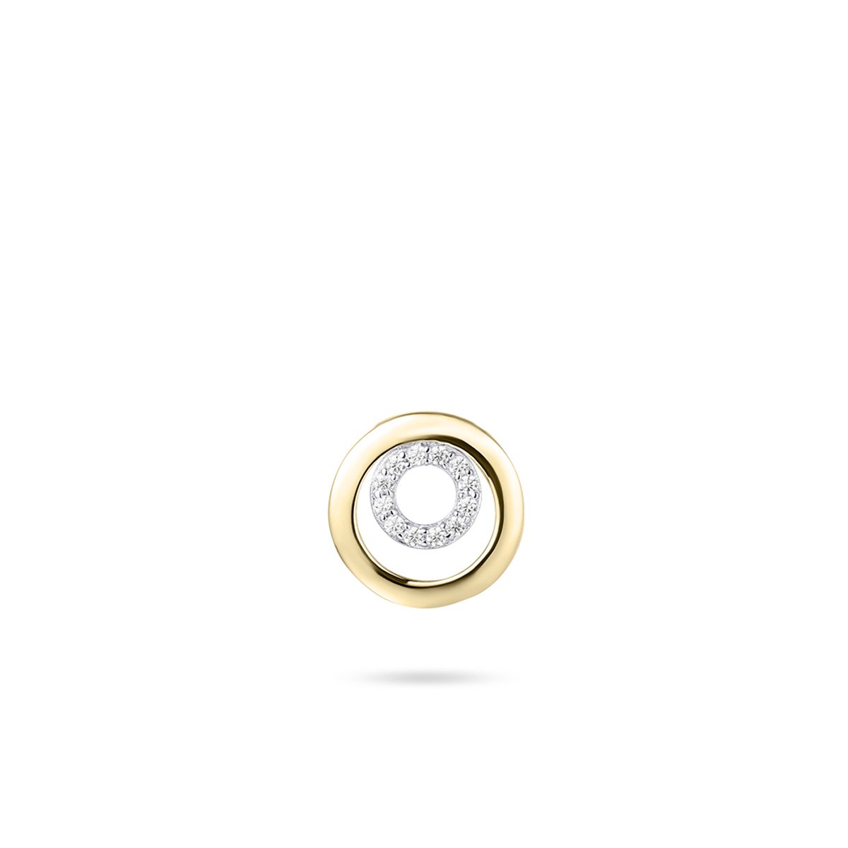 Gisser Jewels - Hanger excl. Collier - Rond met binnen cirkel gezet met Zirkonia - 12mmØ - Bi-color 14 Karaat Goud
