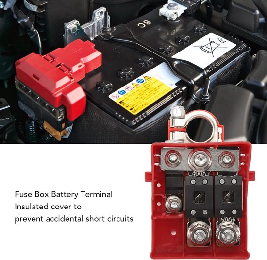 Batterijterminal 32V 400A - Kortsluitbeveiliging - Snelle Verbinding voor Caravans - Blade Batterijverdelingsblok met Deksel — afbeelding 4