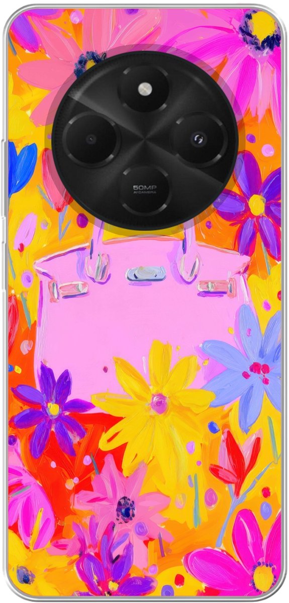 Telefoonhoesje Geschikt voor Xiaomi Geschikt voor Poco C75 (5G) hoesje - Tas - Roze - Bloemen - Siliconen Telefoonhoesje Telefoonhoesje