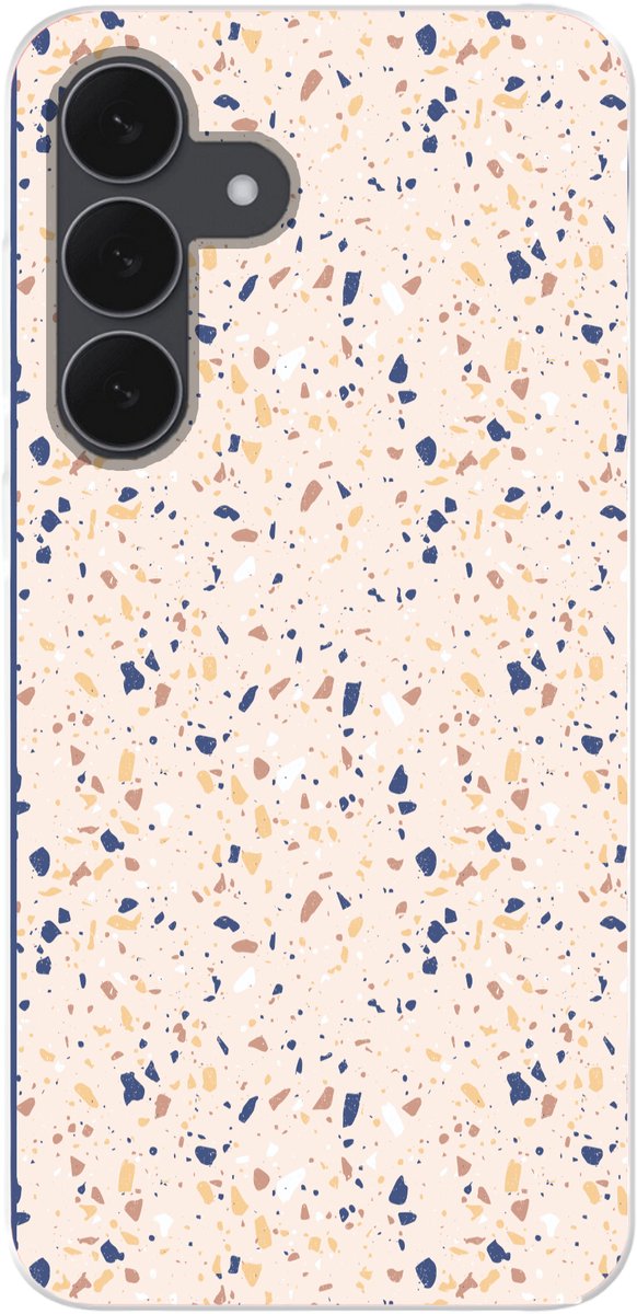 Telefoonhoesje Geschikt voor Samsung Galaxy S25 FE hoesje - Terrazzo - Patroon - Kleurrijk - Indigo - Siliconen Telefoonhoesje Telefoonhoesje