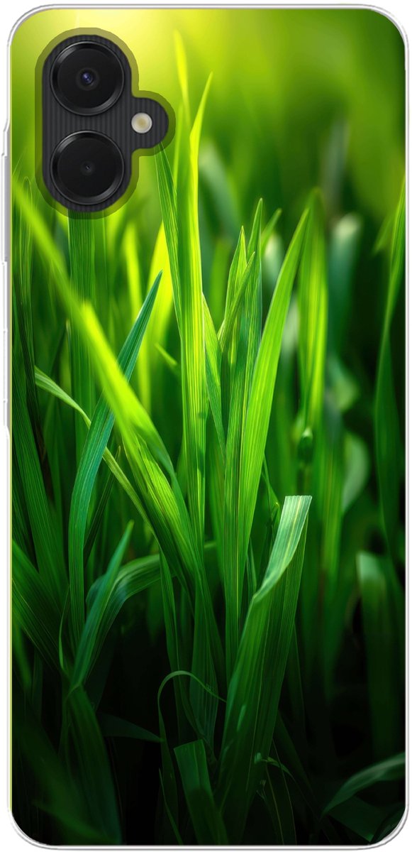 Telefoonhoesje Geschikt voor Samsung Galaxy A06 5G hoesje - Grassprieten - Lichtinval - Groen - Siliconen Telefoonhoesje Telefoonhoesje
