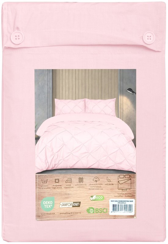 Beau Maison Dekbedovertrek Monte Carlo Tea Pink 200x200/220 + 2 kussenslopen — afbeelding 5
