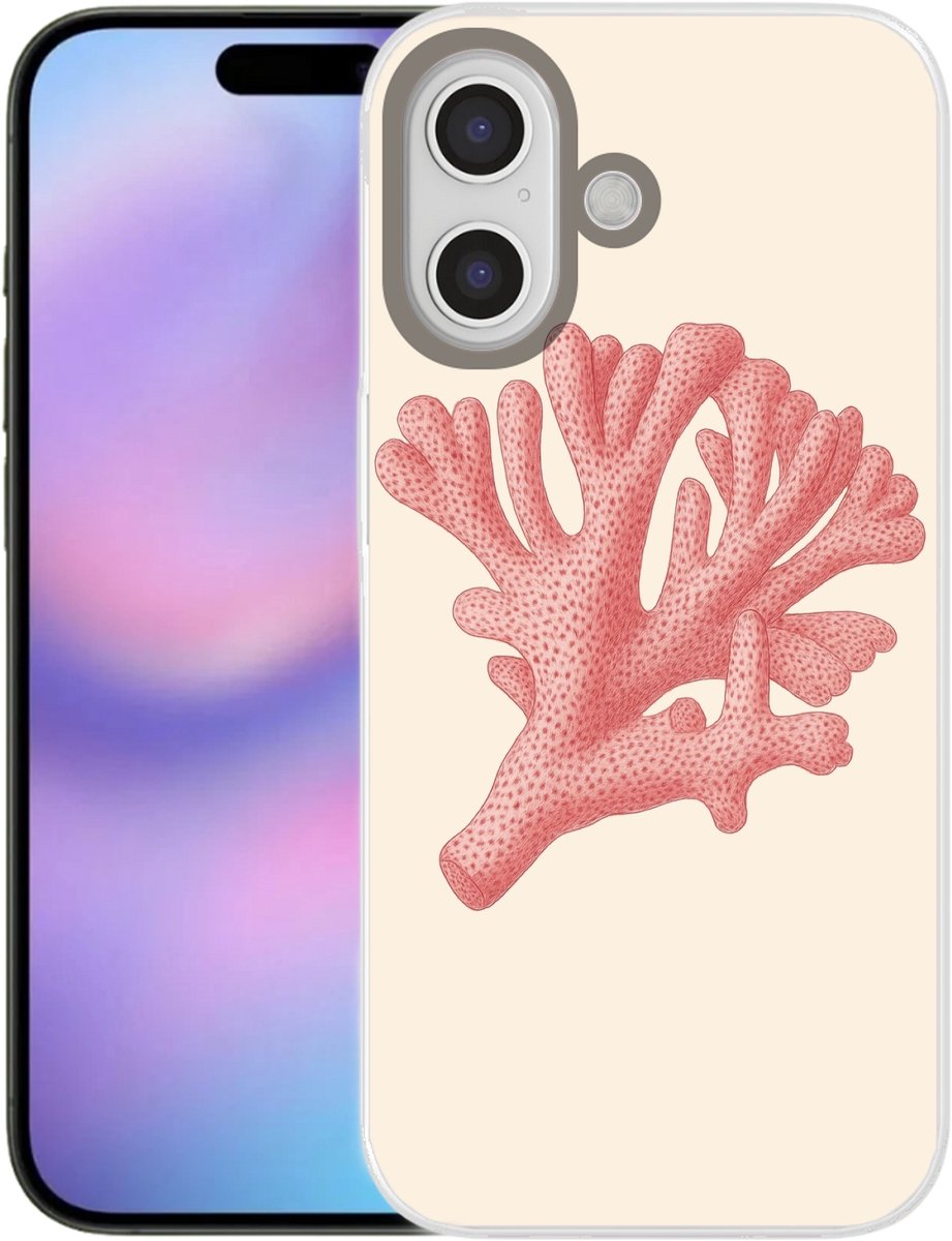 Telefoonhoesje Geschikt voor iPhone 17 hoesje - Koraal - Stipjes - Roze - Siliconen Telefoonhoesje Telefoonhoesje