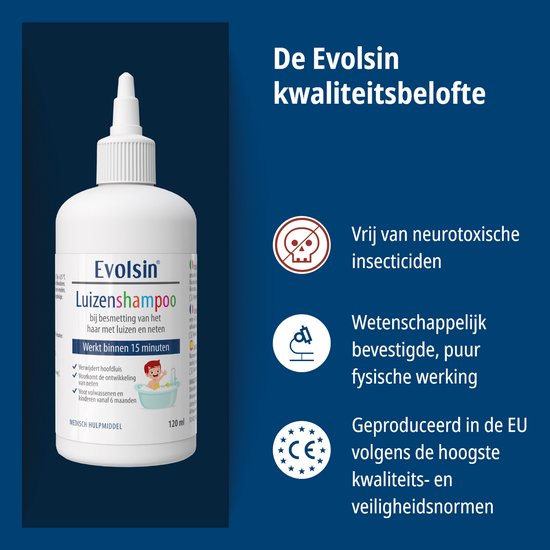 Evolsin® Luizenshampoo - Effectief Luizenmiddel - Tegen Hoofdluis en Neten - met Metalen Luizenkam - 120 ml