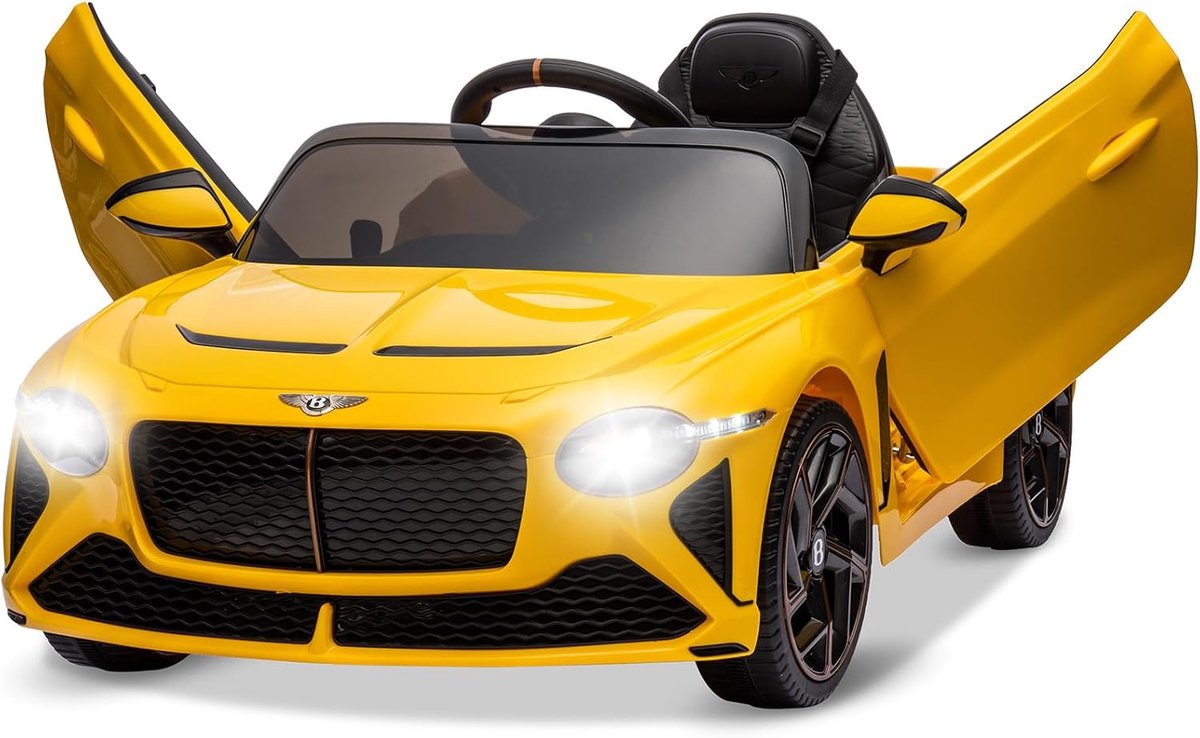 Bentley - Officiële Licentie - Elektrische Kinderauto 12V -Met Afstandsbediening - 3 tot 8 jaar - Geel