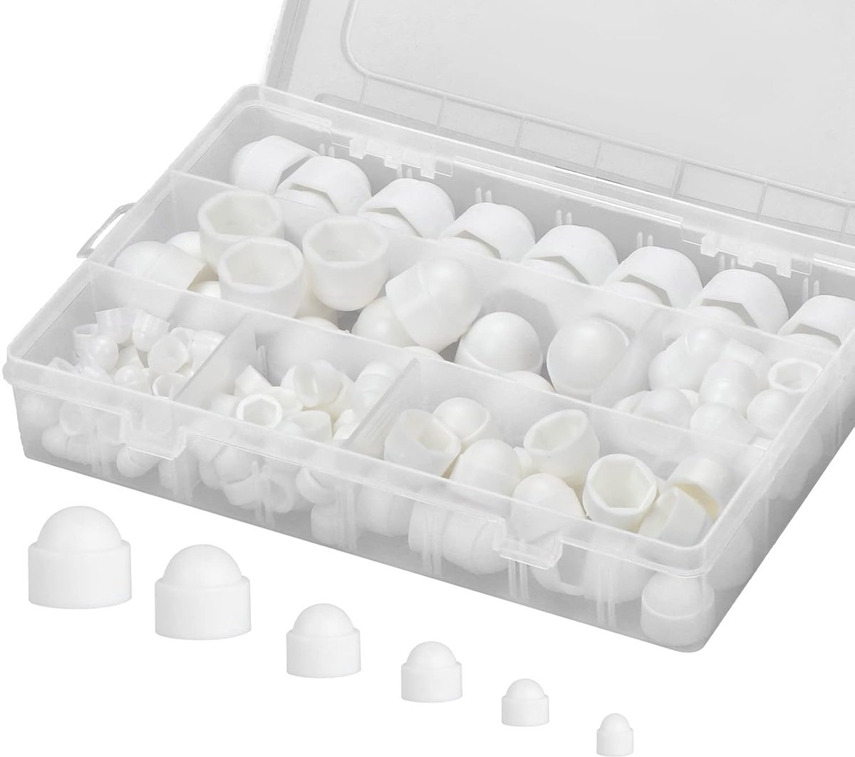 TRANKIELO® - 160 stuks witte schroefdoppen M4-M12 – beschermkappen voor schroeven, moeren, kunststof, duurzaam