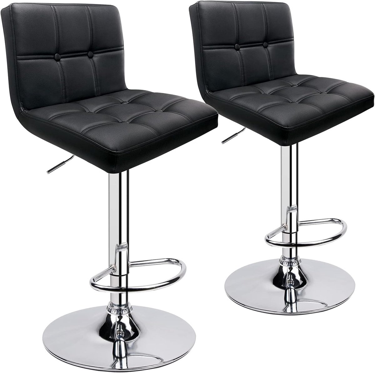 Set van 2 Design Barkrukken met Rugleuning - verstelbaar 38x40x112 cm – 360° - Medahomestore