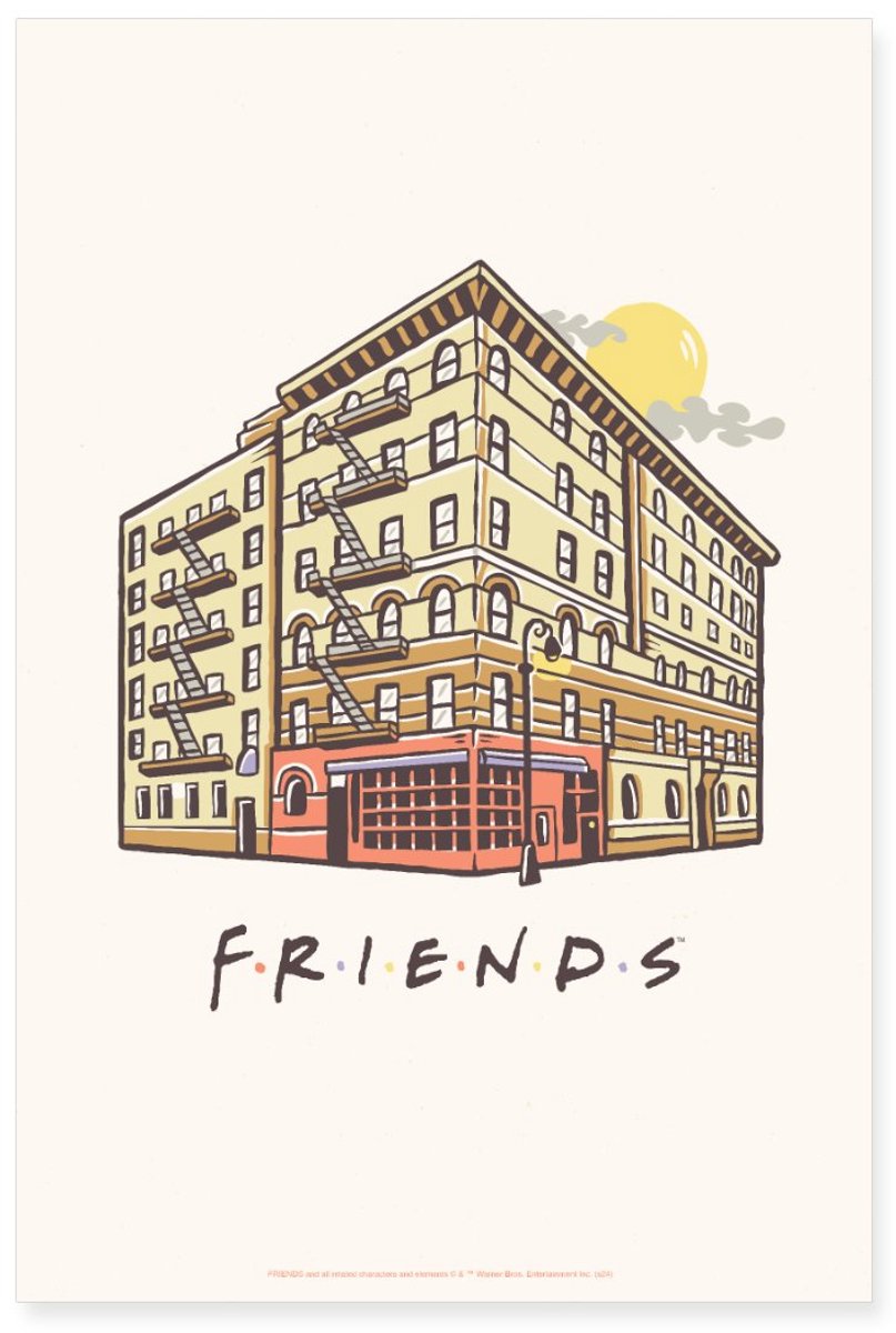 Friends Flatgebouw Geïllustreerd Ontwerp Poster 40x60 cm