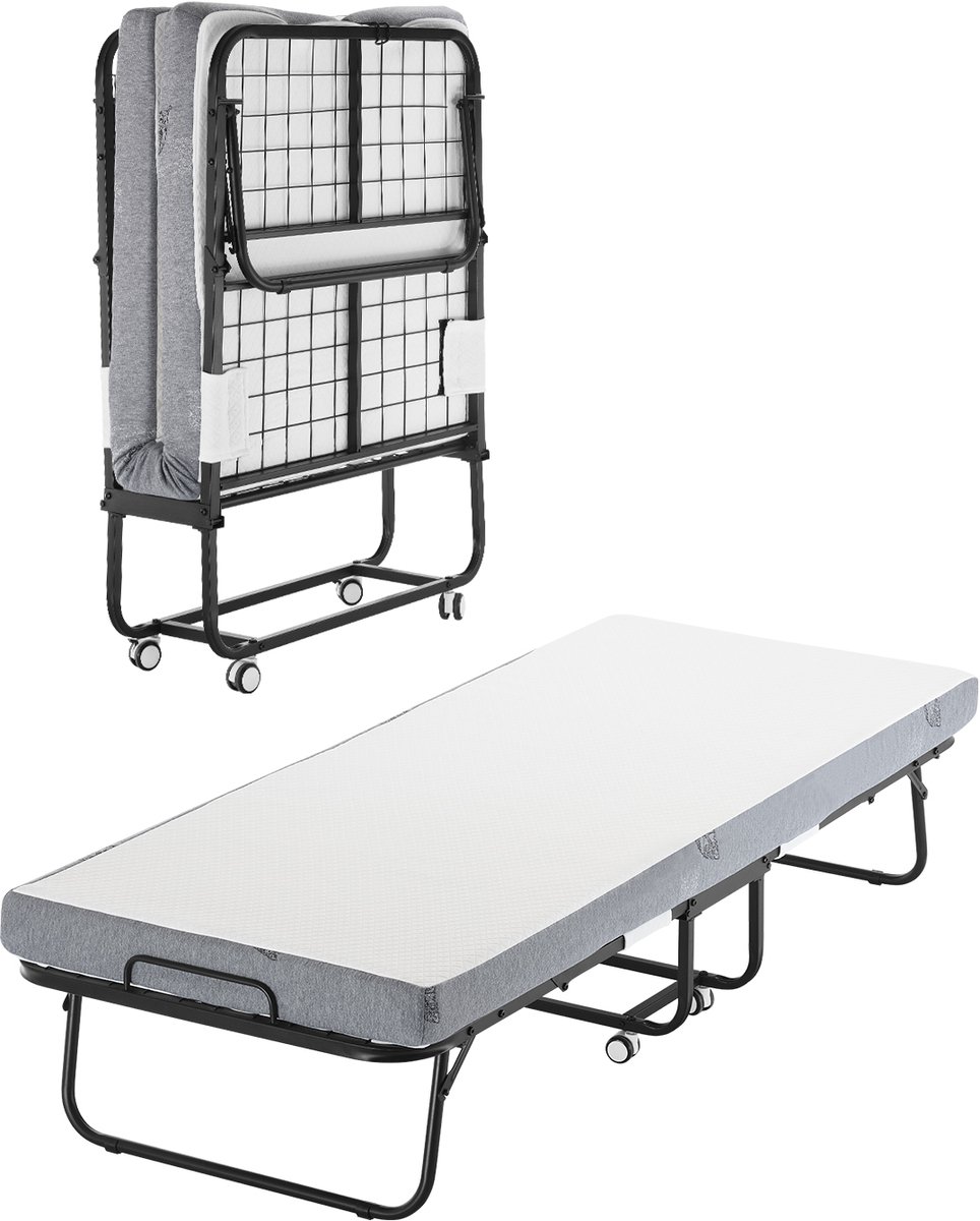 Vevor Rollaway Bed Vouwbed met 10 cm Schuimmatras Metalen Bed 79cm Wit；Zwart