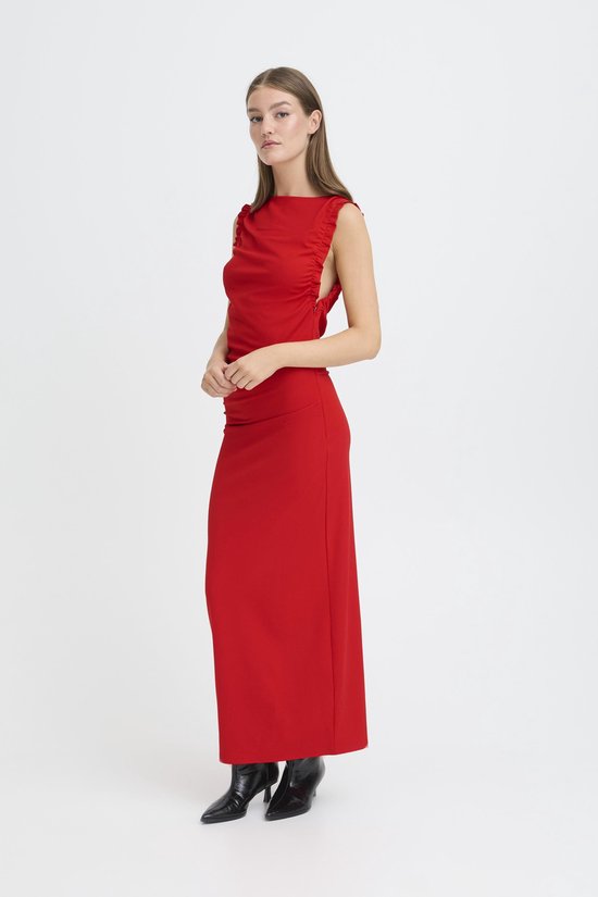 Jupe Femme ICHI – Taille L – Rouge – Coton – Évasée – Neuf Avec étiquettes