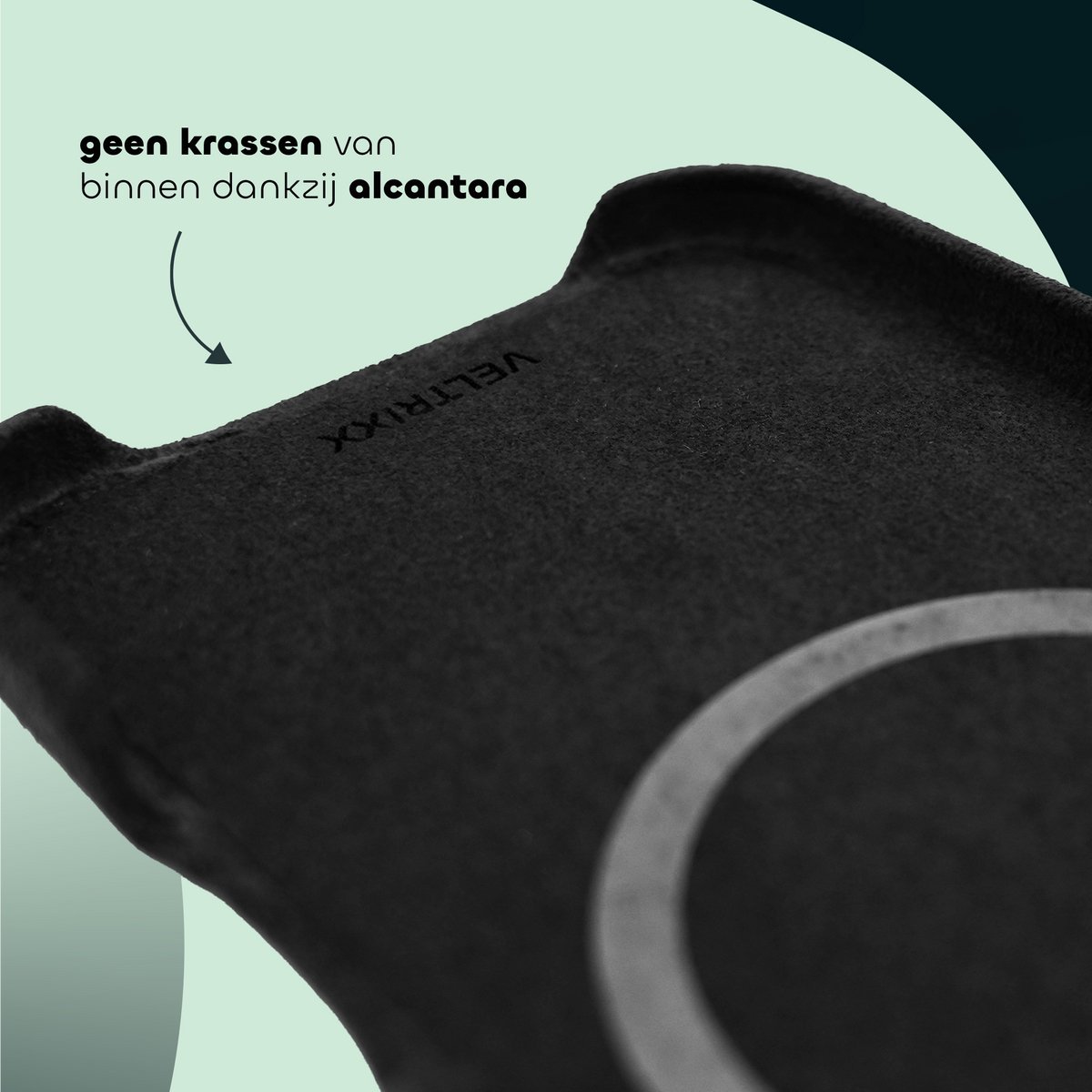 Alcantara iPhone 17 Air hoesje zwart, duurzaam suède, MagSafe compatibel, extra grip, premium bescherming - Afbeelding 2