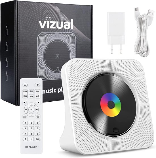 Vizual CD Speler - Compact 3-in-1 met CD, Radio en Bluetooth - 2 stuks - Draagbare CD-Speler met HiFi Speakers, FM Radio, LCD Scherm en USB ingang van Vizual — afbeelding 5