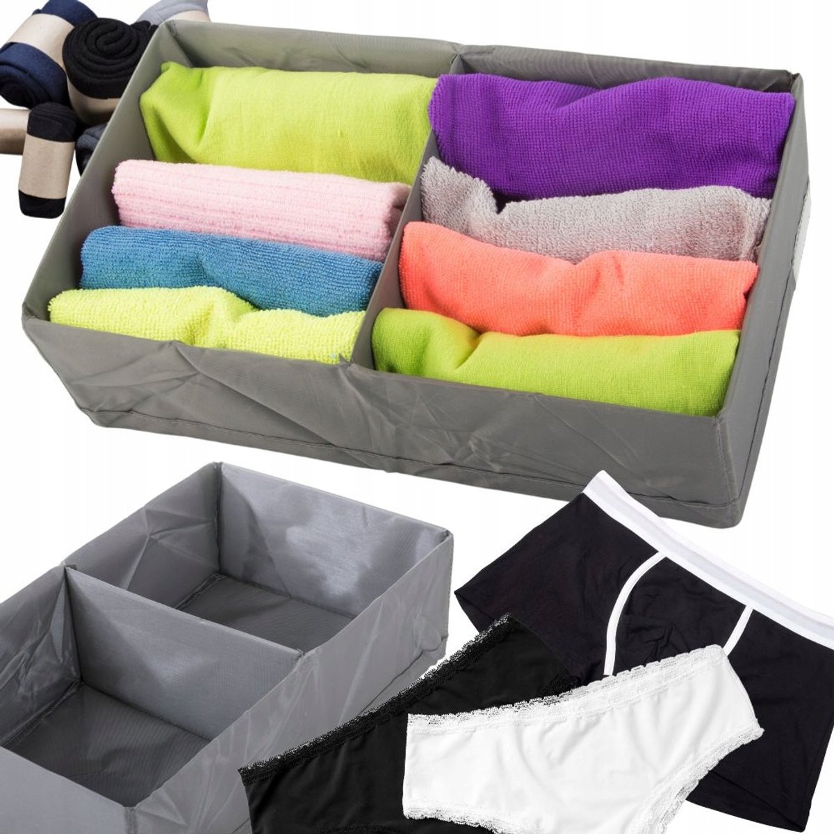 Grijze Lade Organizer voor Ondergoed, Sokken en Kleding - 20x34x10 cm