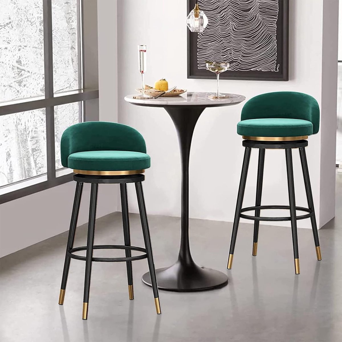 Set van 2 Design Barkrukken met Rugleuning Hoogteverstelbaar - Medahomestore
