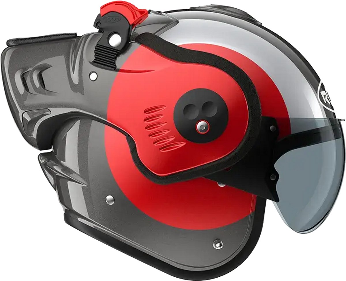 Roof Boxer V8 Alpha Focus Red Silver - Systeemhelm - Maat SM - Boxer helm - Motorhelm - ECE 22-06 gekeurd