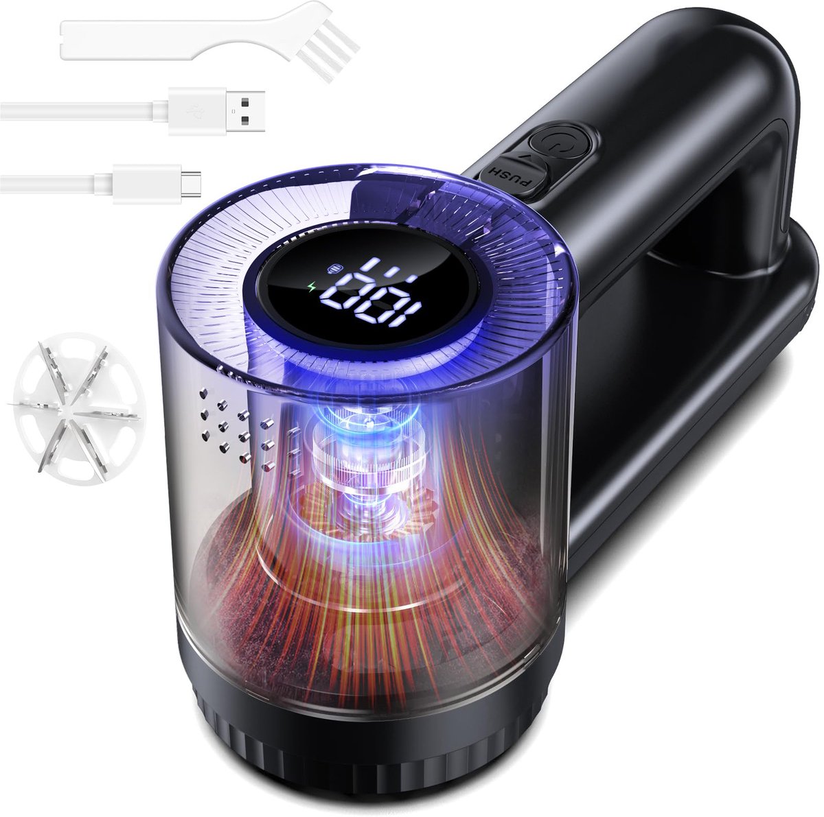 ECTEATOY® Elektrische Pluizenverwijderaar - 3 Snelheden & LED Display - 2000mAh Type-C Oplaadbaar - Voor Kleding en Meubels