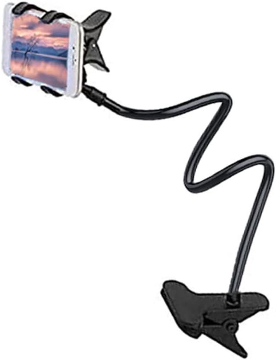 CSGoods - Flexibele Zwanenhals Mobiele Telefoonhouder met Clip, 360 graden Draaibaar - Stevig en Duurzaam - Voor Bed, Auto, Thuis - Zwart