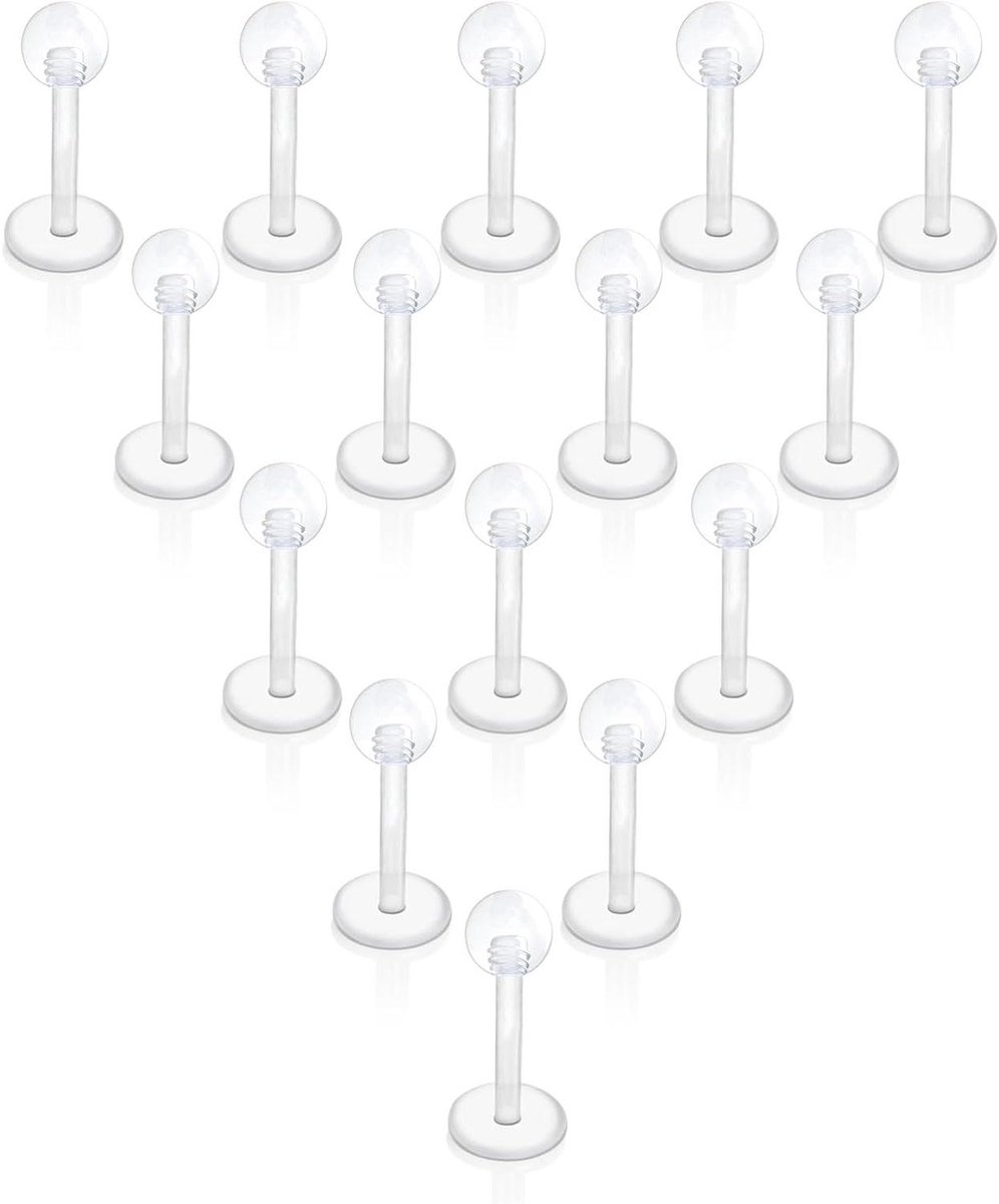 CSGoods - Kunststof lippiercing voor lip, helix en tragus - transparant - 6-12 mm