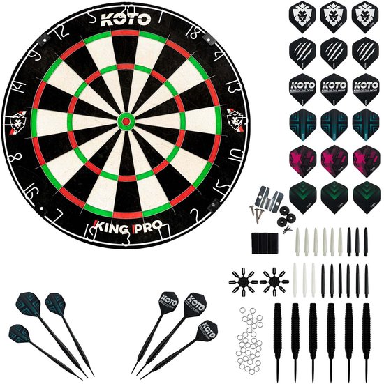 KOTO Pro Edition +KOTO Accessory Kit Steeltip Black 90 Pieces, Complete DartSet, Dartbord van KOTO — afbeelding 2