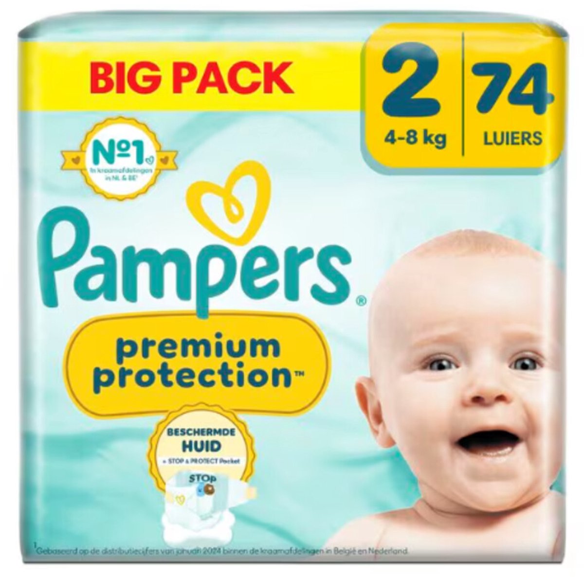 Pampers Premium Protection Luiers Maat 2 (4-8 kg) - 2 x 74 stuks - Voordeelverpakking