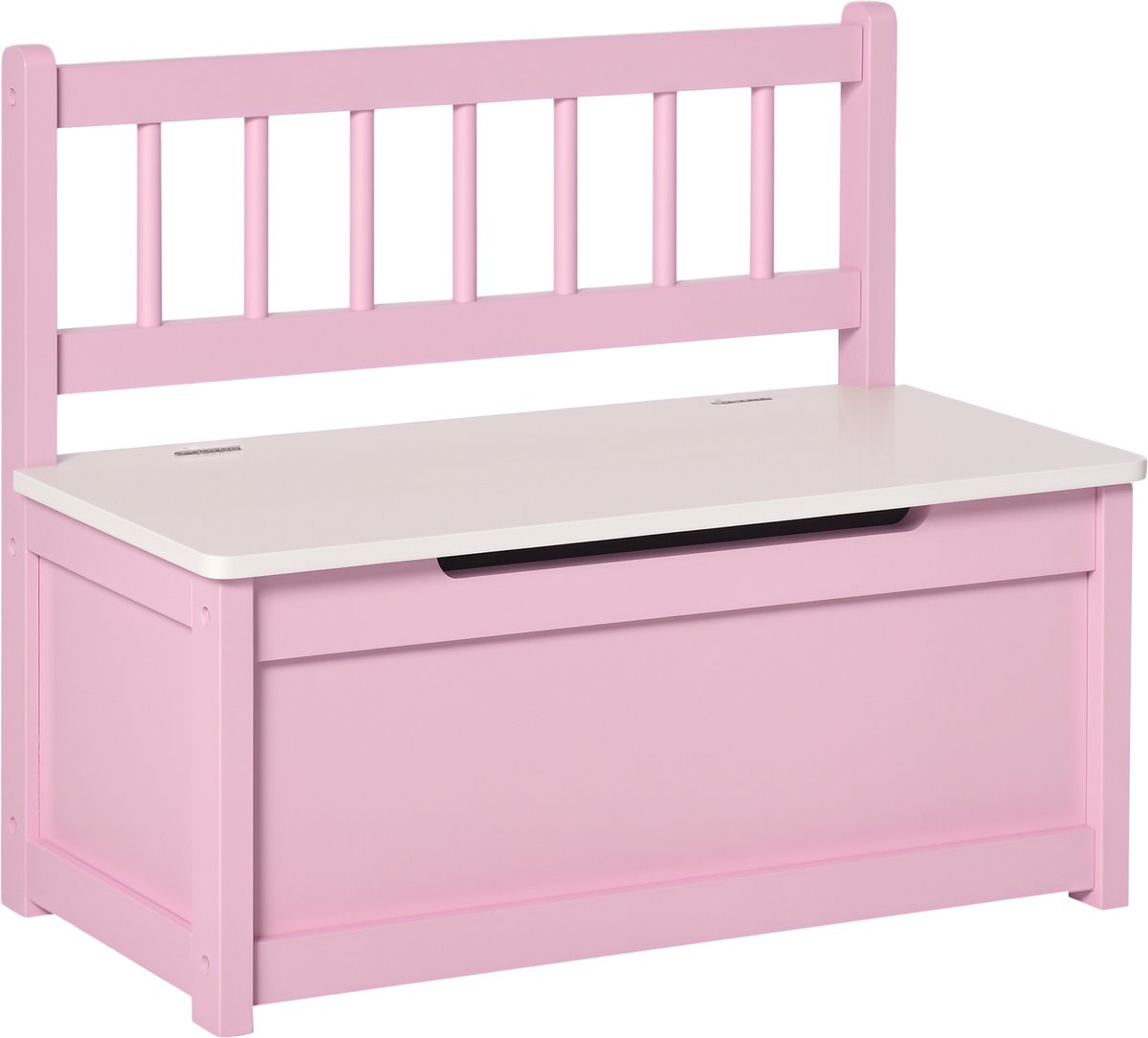 HOMCOM Kinderbank met opbergruimte - Grenenhout, MDF - 60x30x50cm - Roze