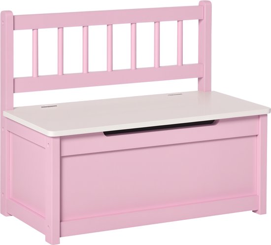 HOMCOM Banc enfant avec rangement - Bois de pin, MDF - 60x30x50cm - Rose