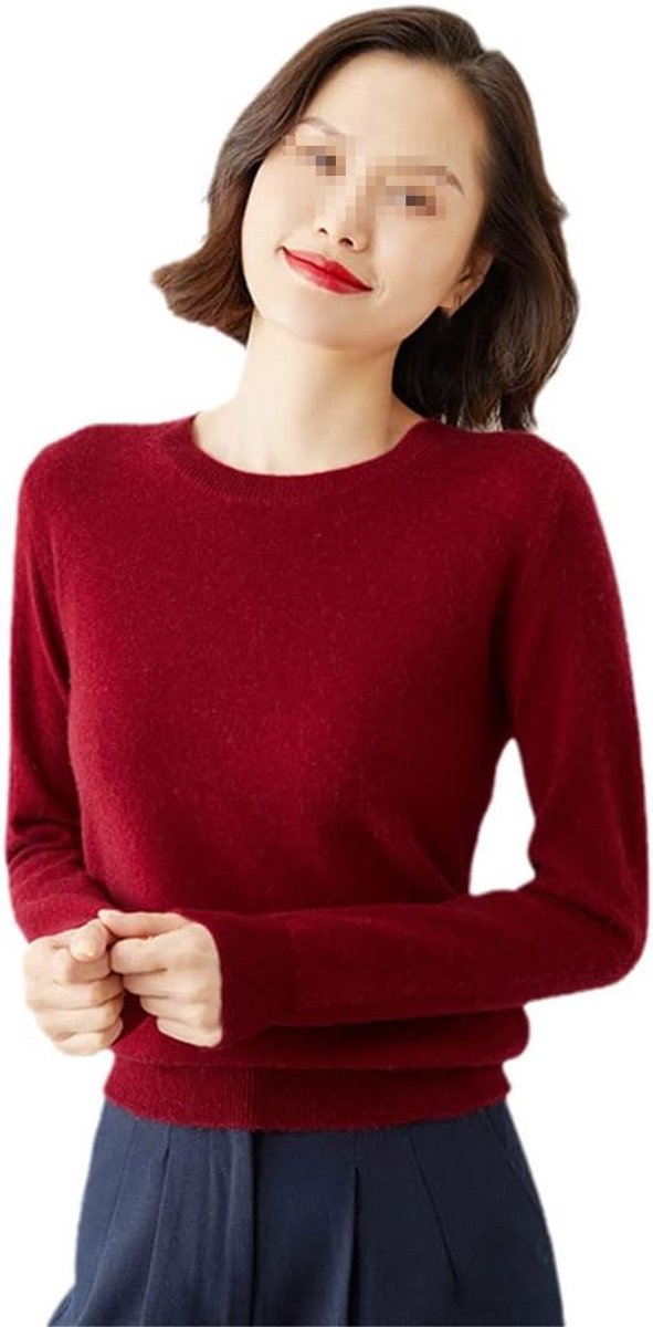 Dames Trui met Ronde Hals Kasjmier Look Slim Fit Lange Mouwen Casual Basis