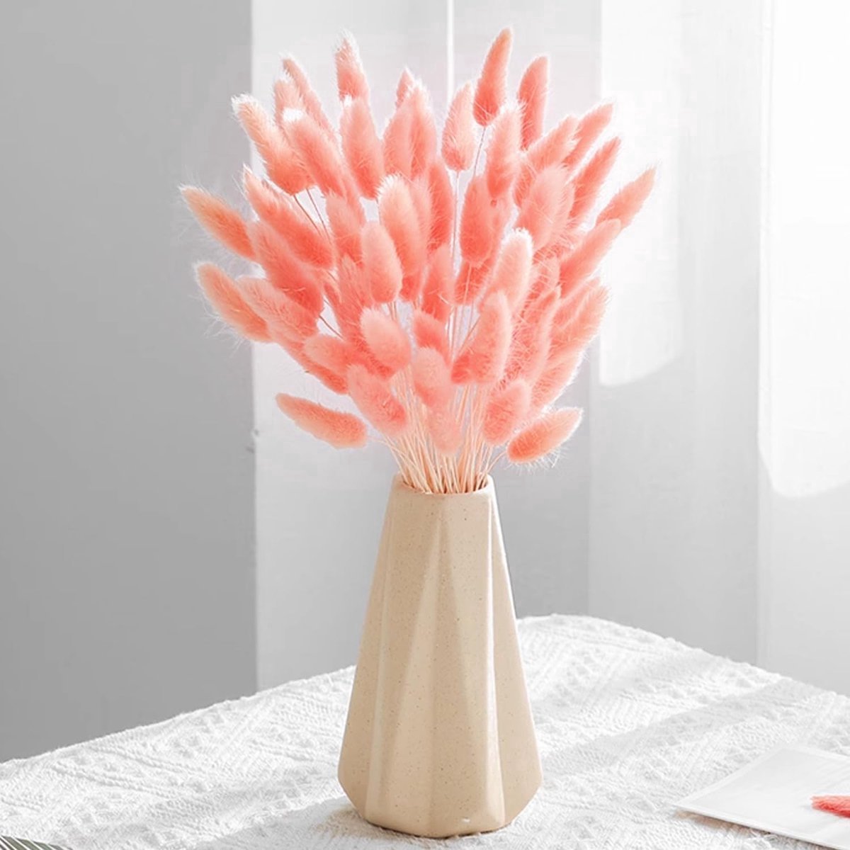 Stunq® 120 Stuks Gedroogde Bloemen Konijnenstaarten Pampasgras Natuurlijke Konijnenstaart Gedroogd Boeket Pampasgras Decoratie voor Thuis Boho Huisdecoratie Bloemstukken (Roze)