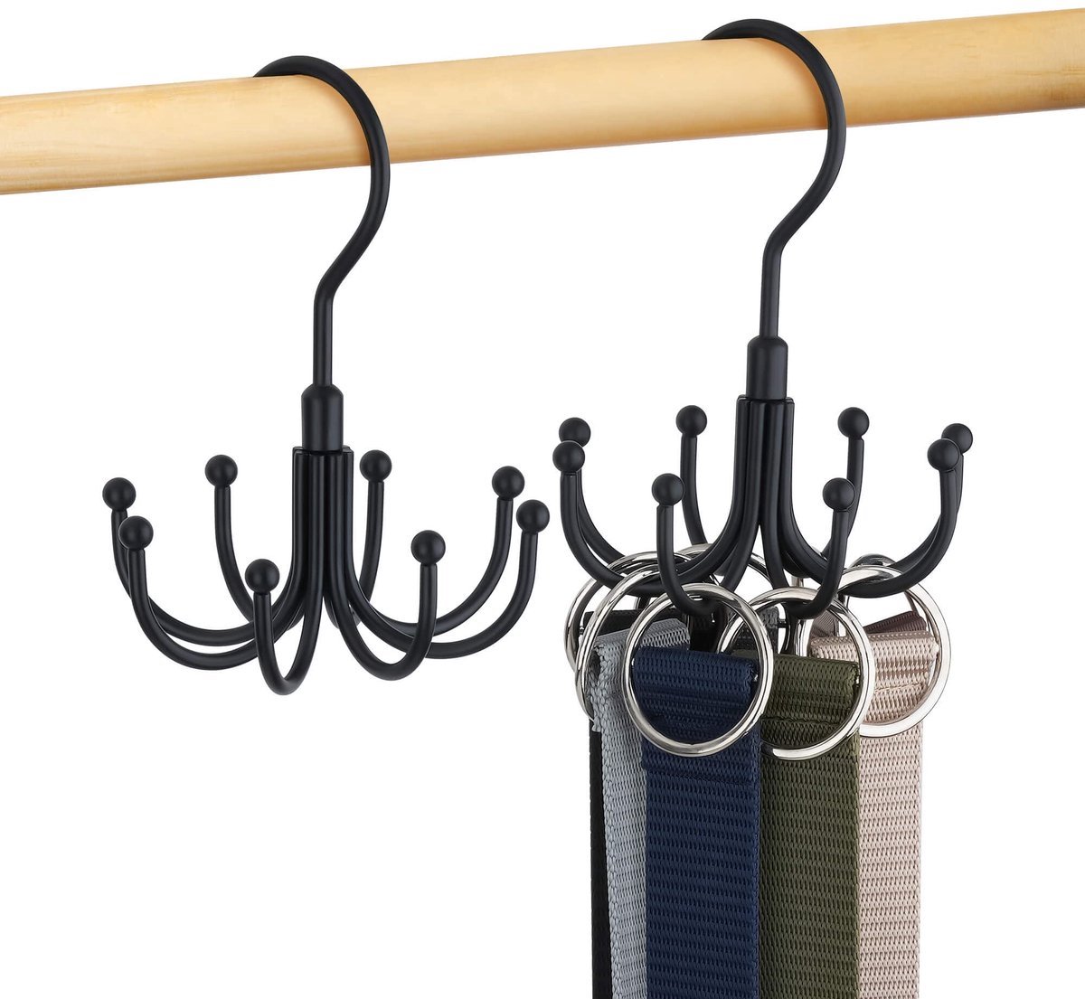 Stunq® Ruimtebesparende Draaibare Organizer voor Riemen en Accessoires, Set van 2, Maximaal 48 Riemen Opslag