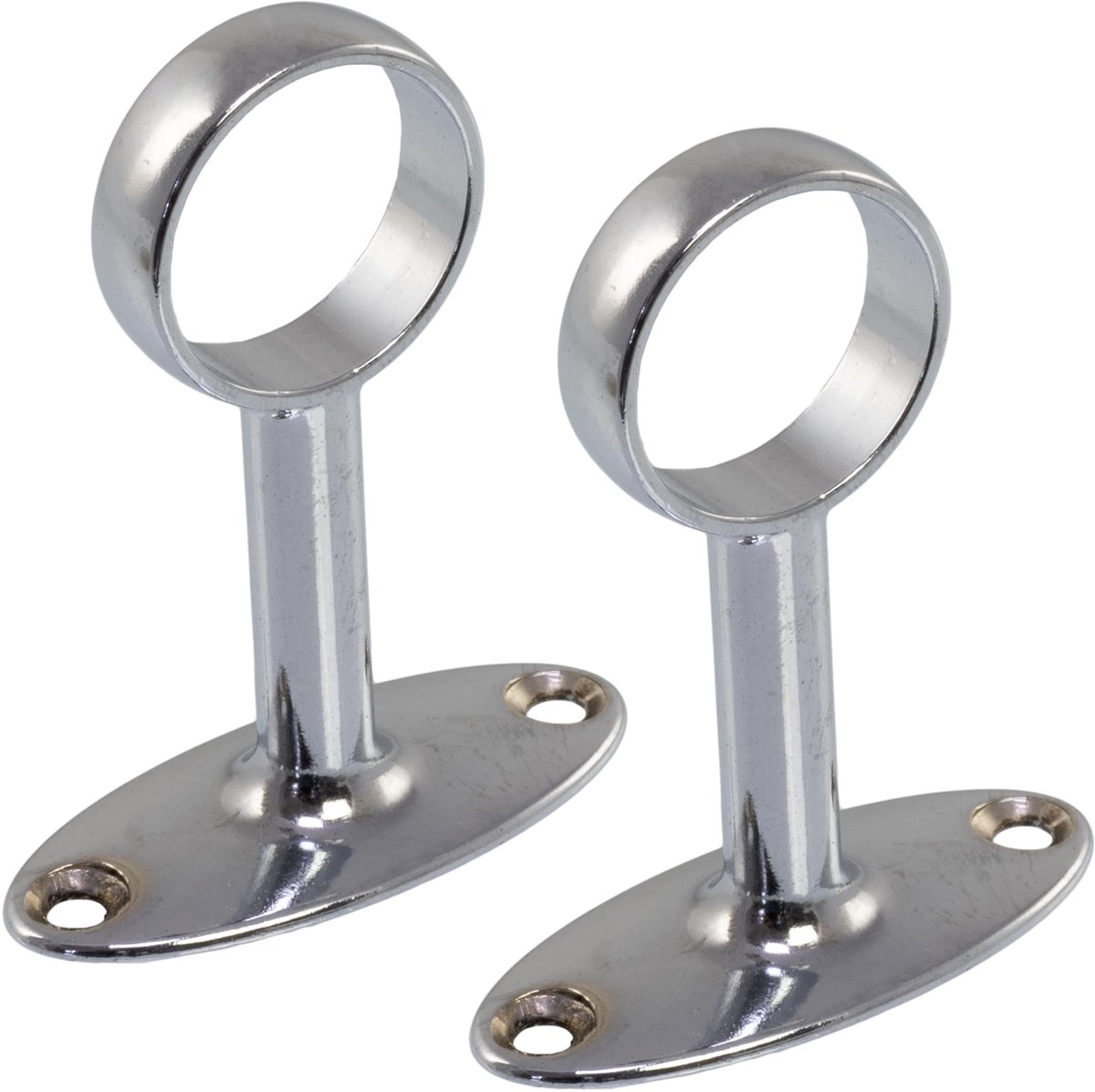 Set van 2 centrale steunen voor ronde garderobestang Ø25 mm - metaal - verchroomde afwerking - opbergkast ophangende kledingopstelling