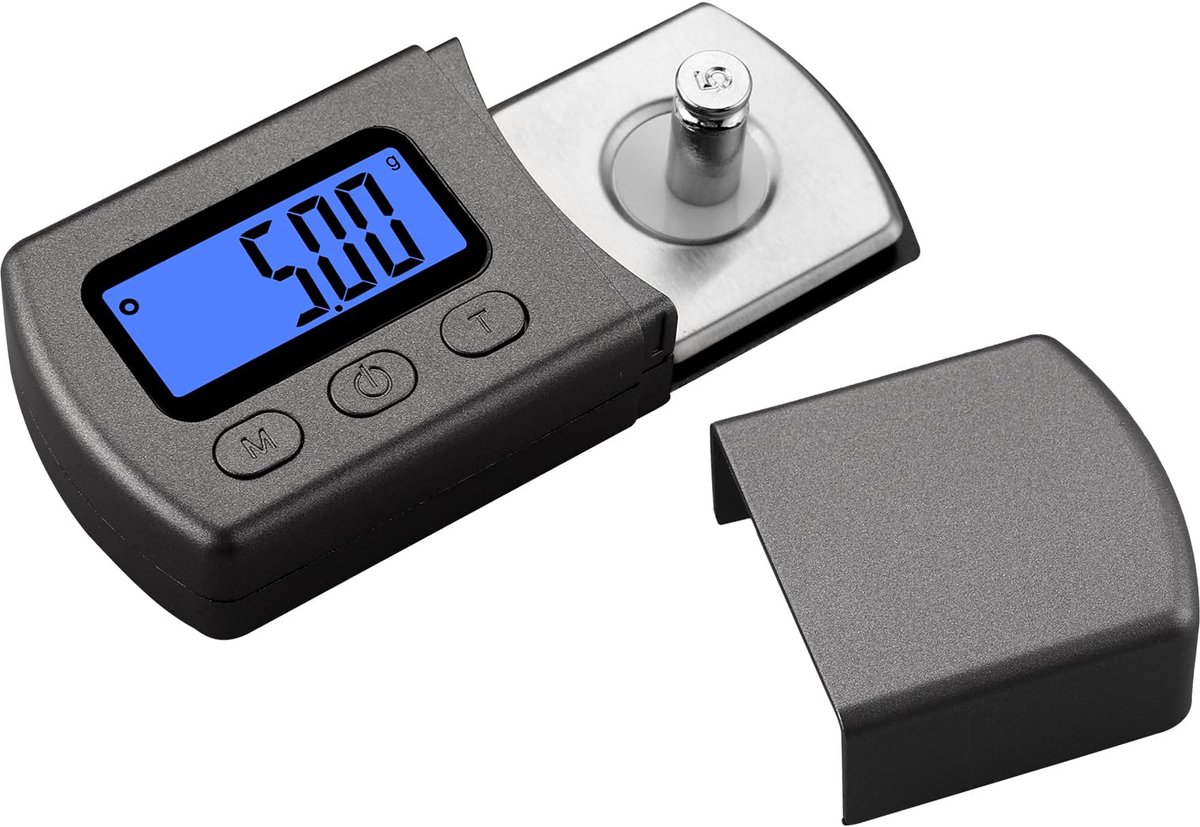 Ynkkvre - Digitale Naaldweeg - Blauw Verlicht Lcd-display - Hoge Precisie 0,01G Voor Mm/Mc/Mi En Piezoelektrische Cartridges - 1 Stuk - Voor Vinylliefhebbers + Zwart
