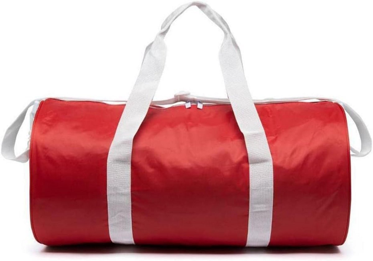Sporttas M Rood Wit Unisex - Weekendtas met Handvat en Schouderriem