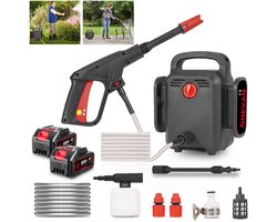 ONEVAN Hogedrukreiniger - 60 Bar Mobiele Hogedrukreiniger - 21V Pressure Washer Hogedrukreiniger - met 2 accu's - Terrasreiniger - 15 m slang - auto en tuin reinigen