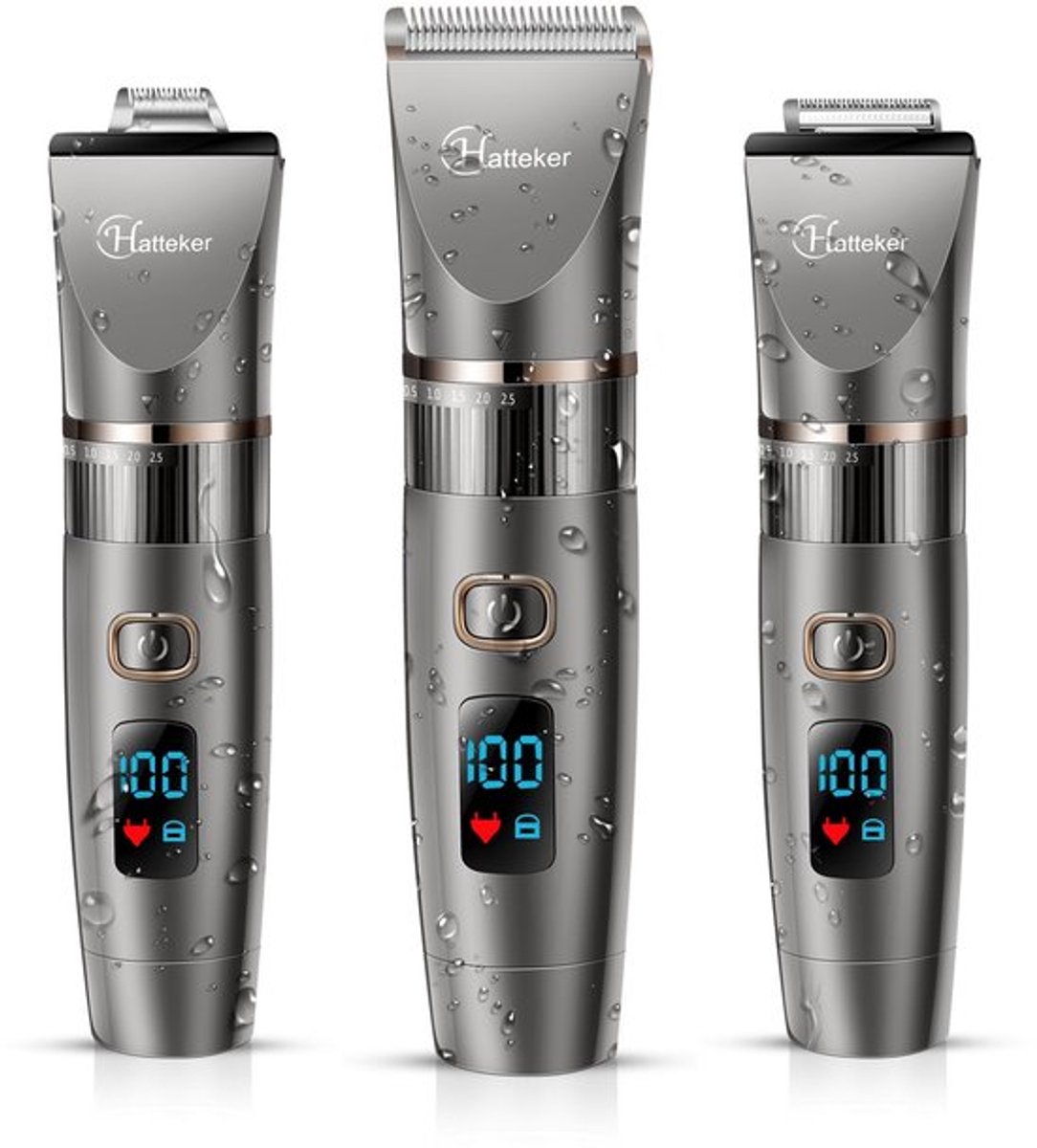 HATTEKER Tondeuse voor Mannen - Baardtrimmer - Detailtrimmer - Haar Tondeuse - Waterproof - 3-in-1