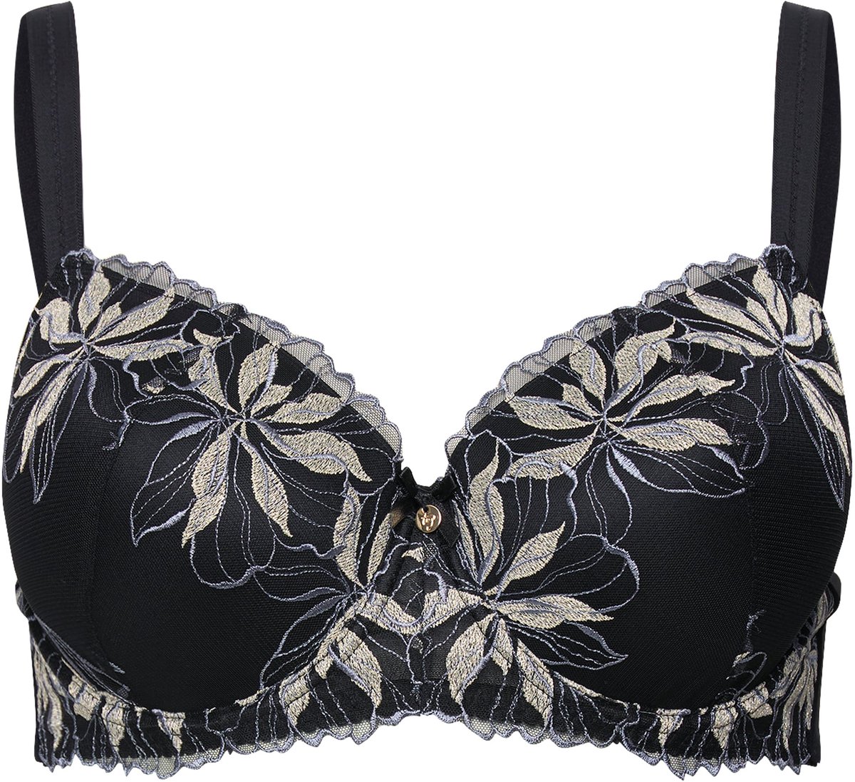 TruYou Dames - Beugelbeha bloemenborduursel zachte cups - Zwart