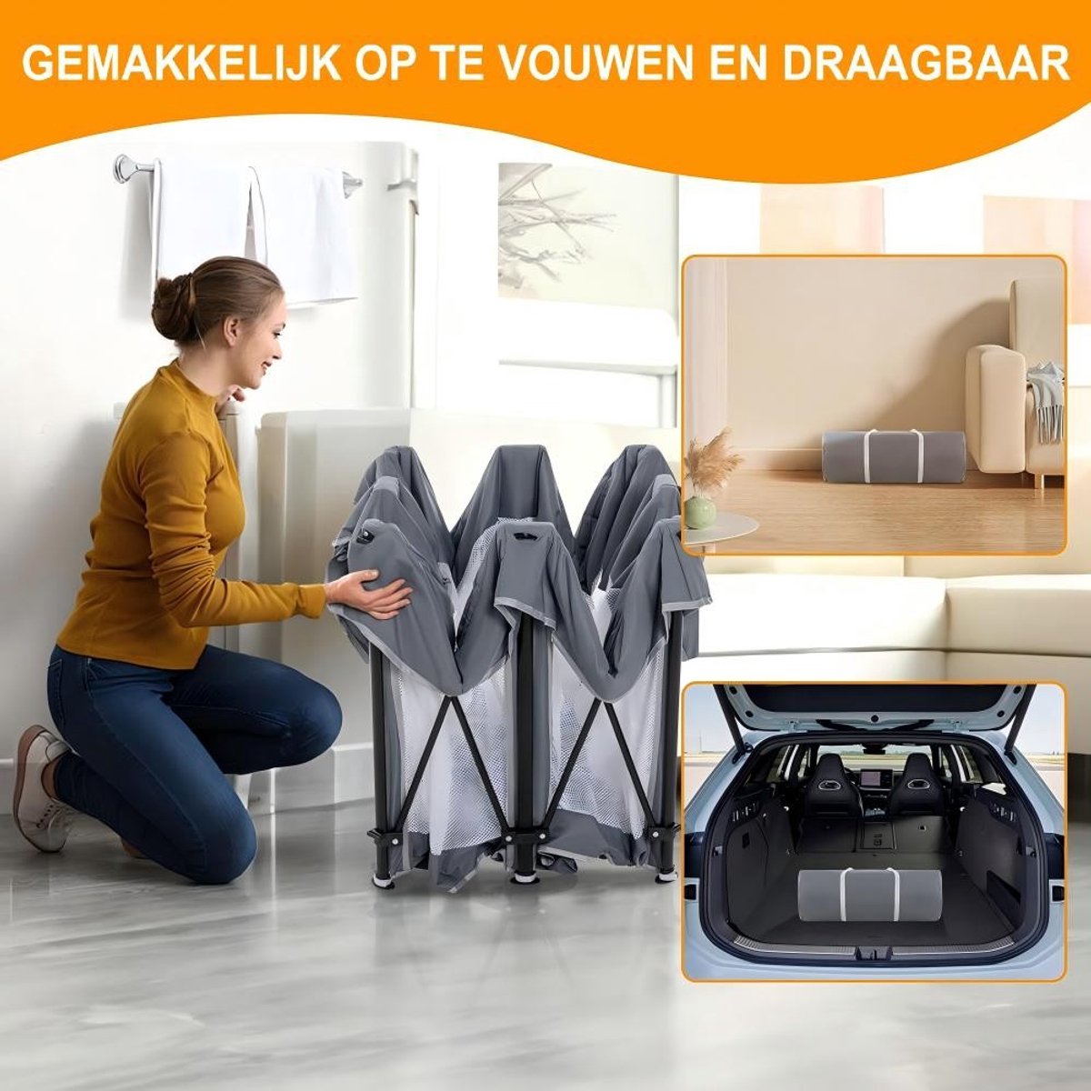 Grondbox inklapbare speelbox grijs - 125x125x65 cm - 50 ballen thumbnail 6