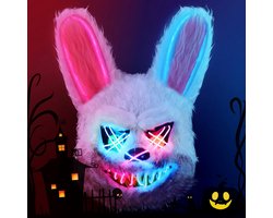 Eng Griezelig Konijnenmasker met LED Verlichting voor Halloween en Carnaval