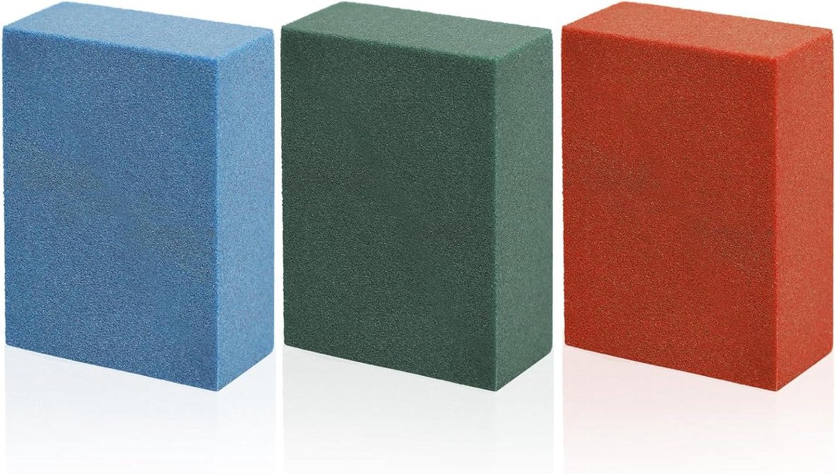 Ronte - Gummy Rubberen Schuursteen voor Snowboard en Ski - Set van 3 stuks - Blauw 60 Korrel, Groen 120 Korrel, Rood 240 Korrel