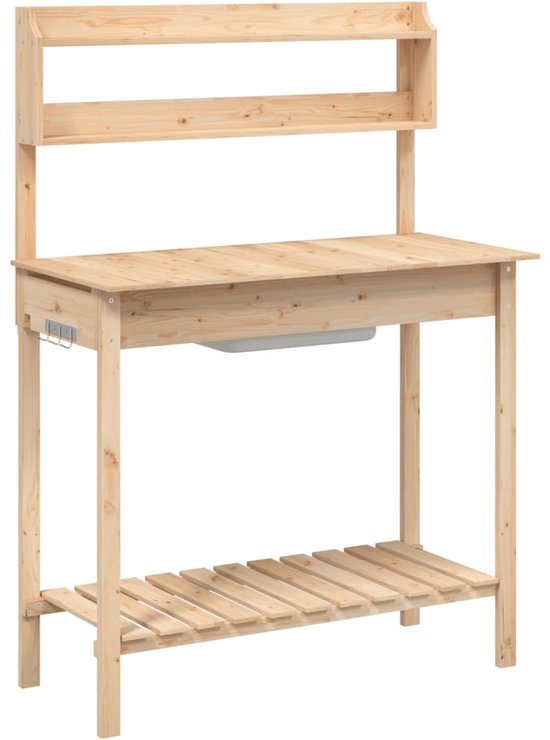Table de rempotage vidaXL - Tables de remportage - Table de travail de jardin - Table de rempotage - Table de rempotage avec évier 147,5 x 44 x 139,5 cm Bois de pin marron
