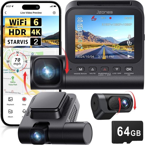 AZDome M63 Pro 1CH 64gb Dashcam - Ultra 4K Resolutie   Wifi   Gps   Parkeermodus   3 0 Inch Ips Lcd Scherm   Dashcam Voor Auto Met Optionele Achter Camera 961212382