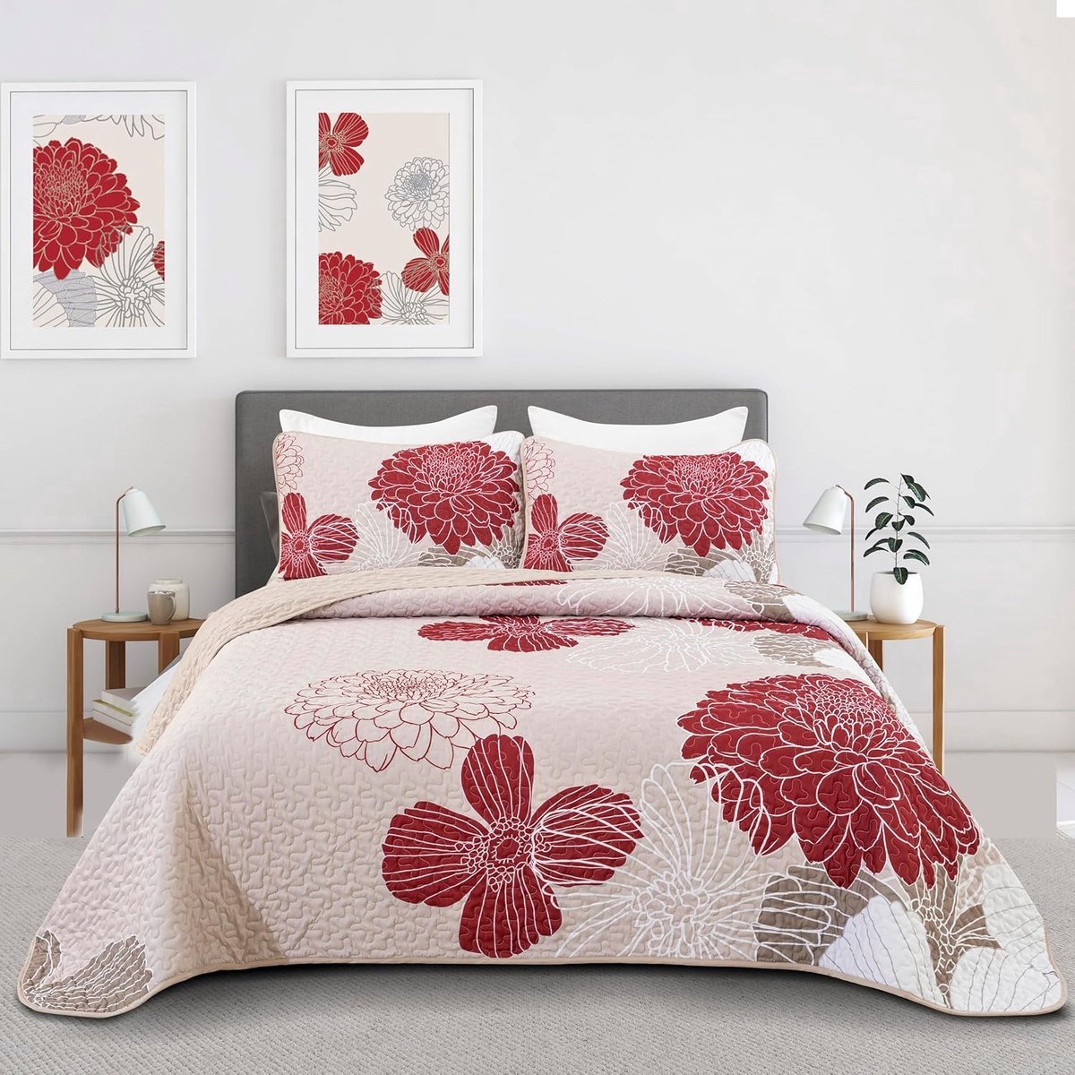Stunq® Zomerdeken Set met Bloemenpatroon - Inclusief Kussenslopen - 240 x 220 cm