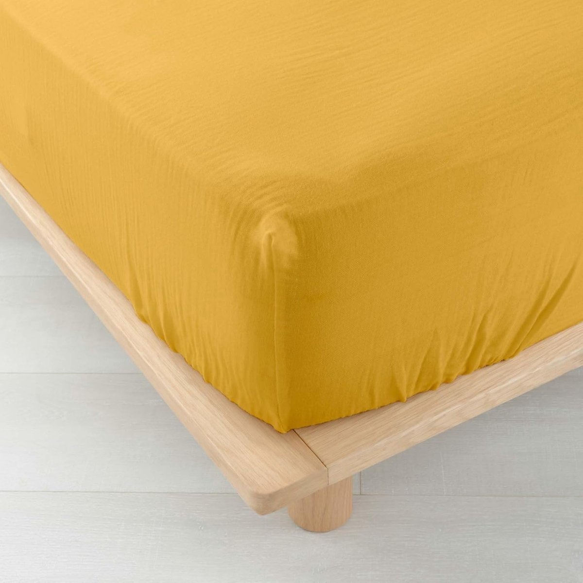 Stunq® Zachte Gele Katoengaas Hoeslaken voor Comfortabel Slapen 160x200 cm