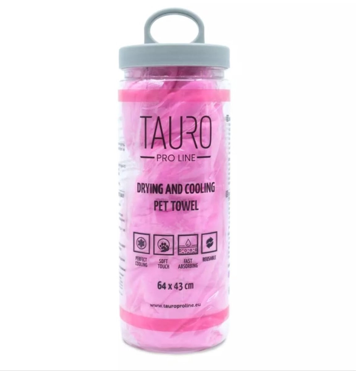 Tauro Pro Line - Drying and cooling towel roze - towel - drying - cooling - zeemvel - hondenshampoo