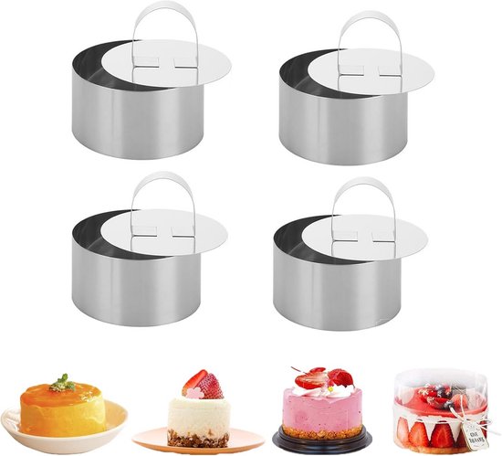 JCTEEY 10 Stuks Bakcirkel van Roestvrij Staal, 8 cm Dessertringen, Ronde Taartvorm, Mini-taartringen, Vormen, Ringenset voor Gebak, Dessert, Mousse, Cakebakken