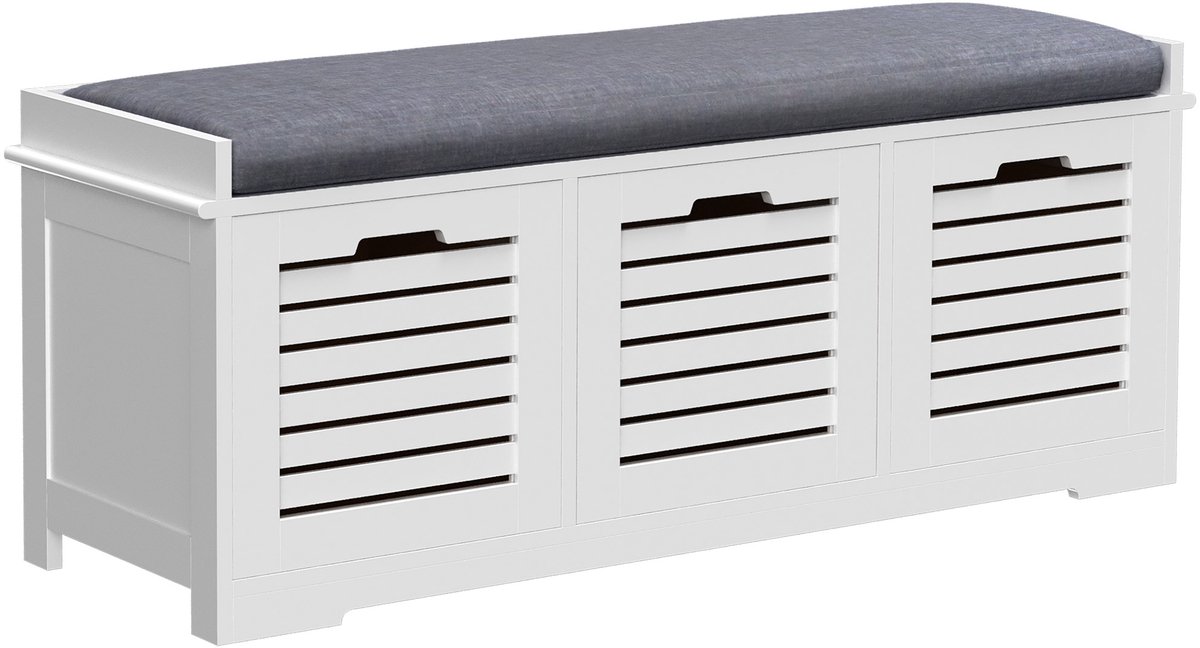 HOMCOM schoenenbankje van MDF, 108x35x43cm, wit