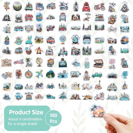 100 reisstickers voor scrapbooking en journaling, mini formaat stickers ...
