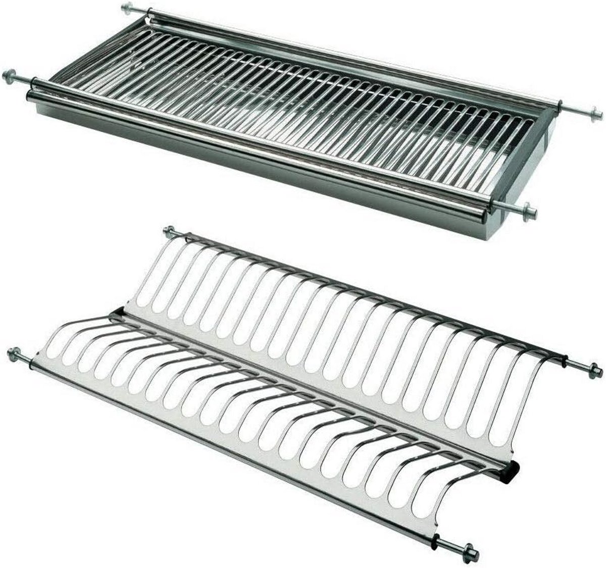 Inbouw Afdruiprek RVS 60 cm met Verstelbare Veren en Druppelvanger