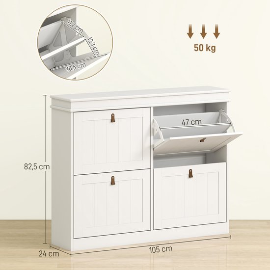 Vida Designs Arlington Schoenenkast 2 Deur 1 Lade Opbergkast Stand Rack MDF Wit