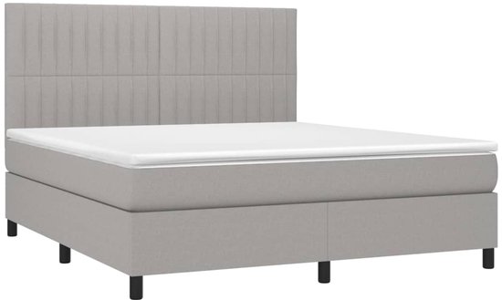 vidaXL-Boxspring-met-matras-stof-lichtgrijs-160x200-cm